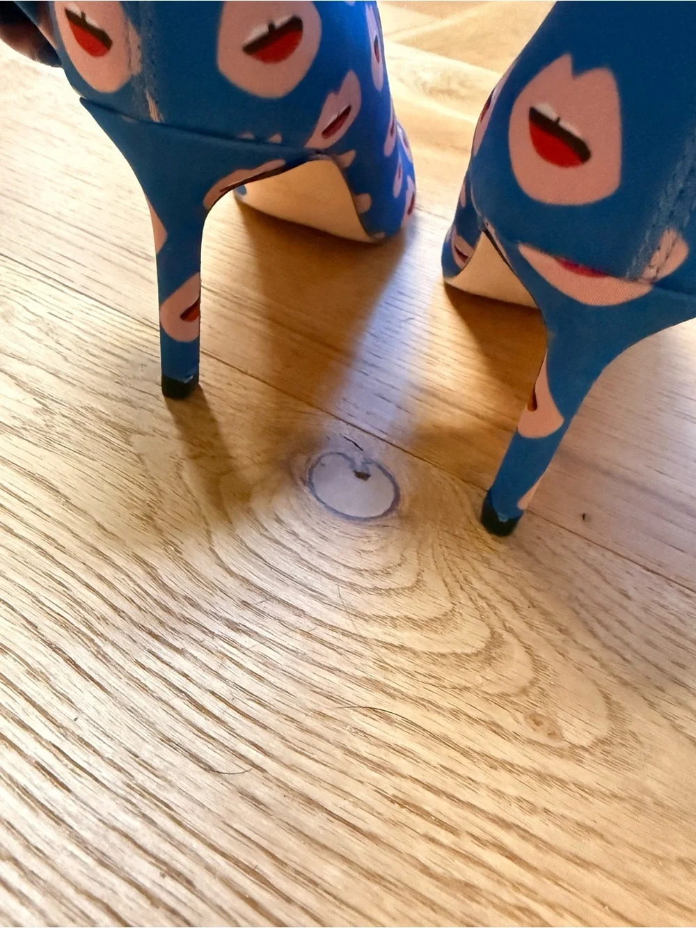 Zara Blue Lip-Print Stretch Neoprene Sock Booties